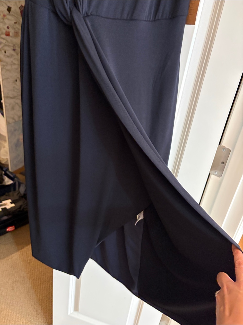 RACHEL Rachel Roy Navy Sleeveless Midi Dress with Waist Drape - Picture 9 of 9